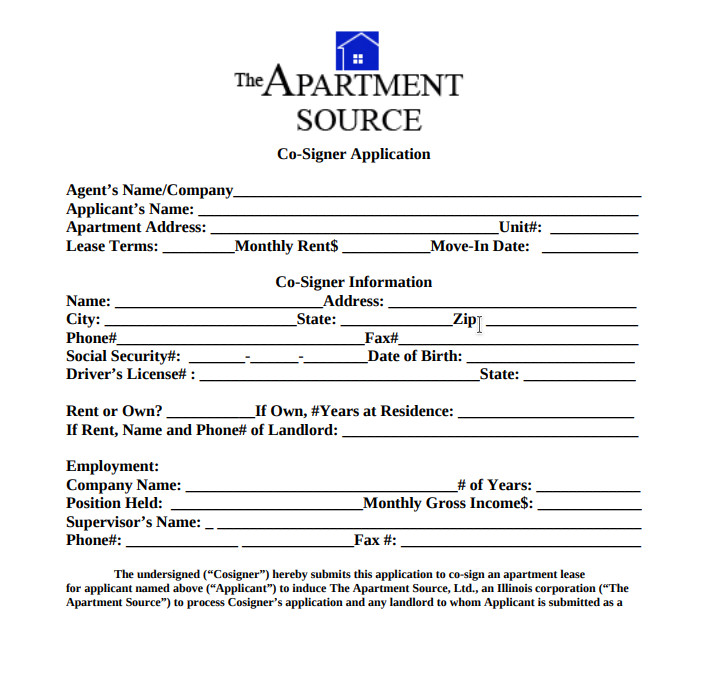 Apartment Cosigner Form